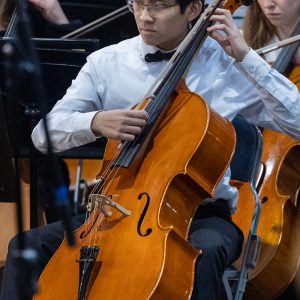 student playing the double bass