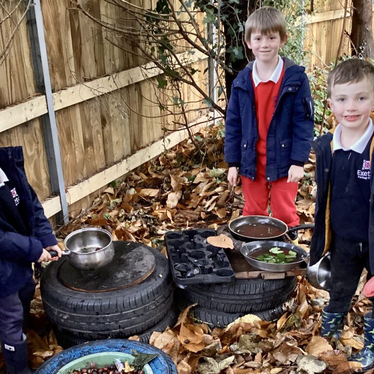 students using cooking supplies