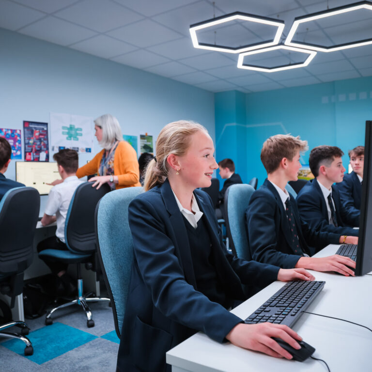 Students using computers