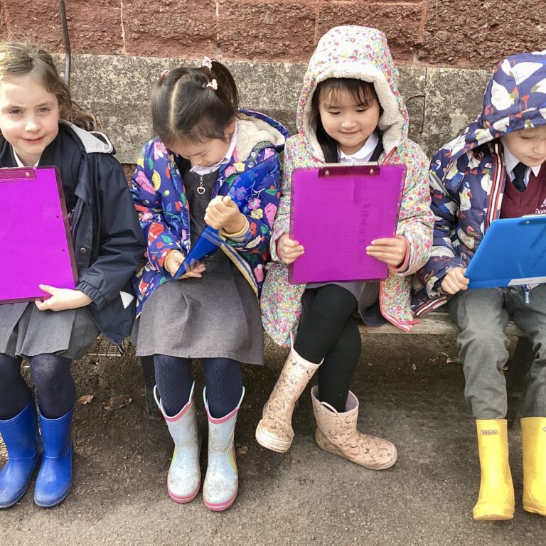 students using the clipboards