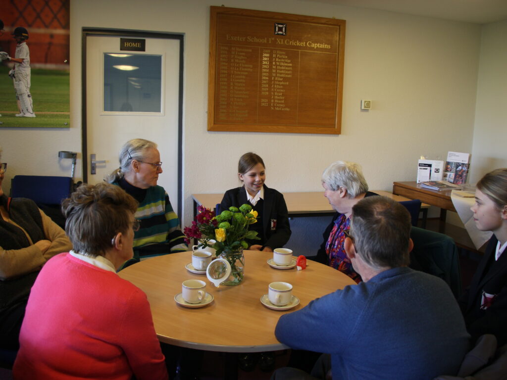 students at an elderly home