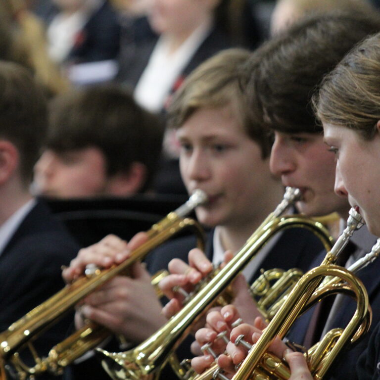 Students playing the French Horn