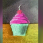 sketch of a pink cupcake