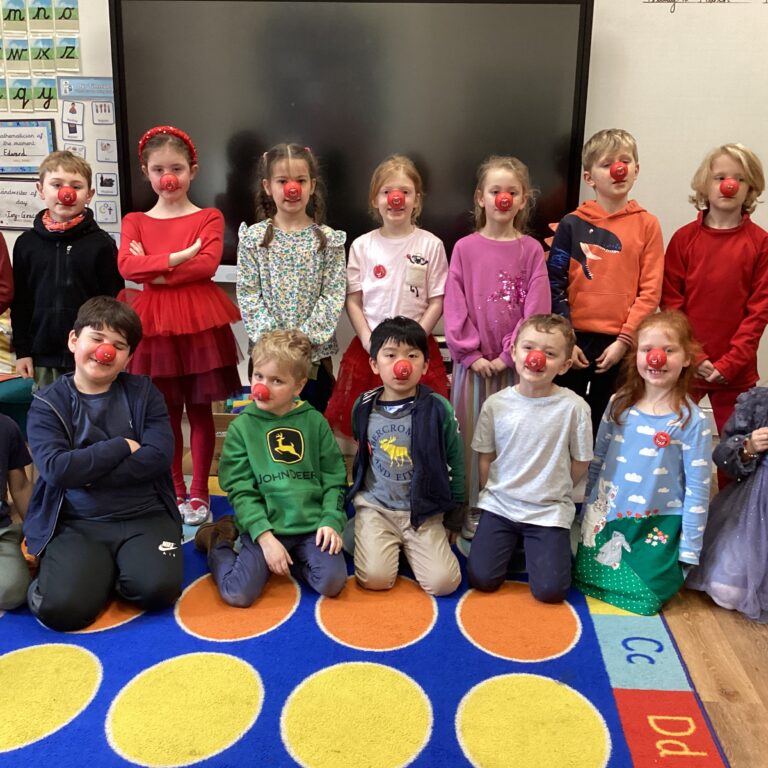 students wearing red noses