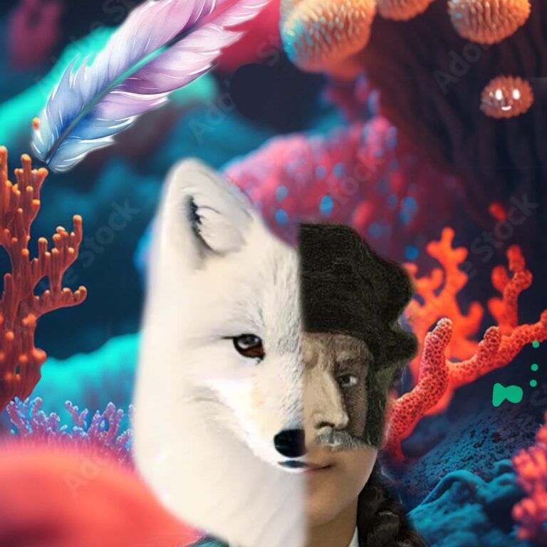 painting of dog and person