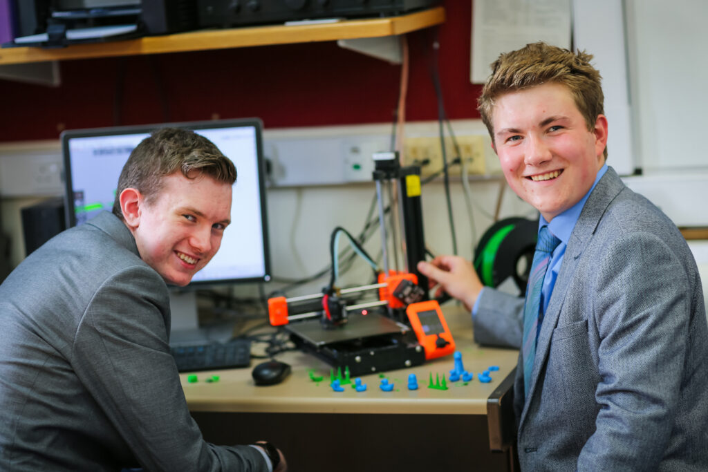 students building together