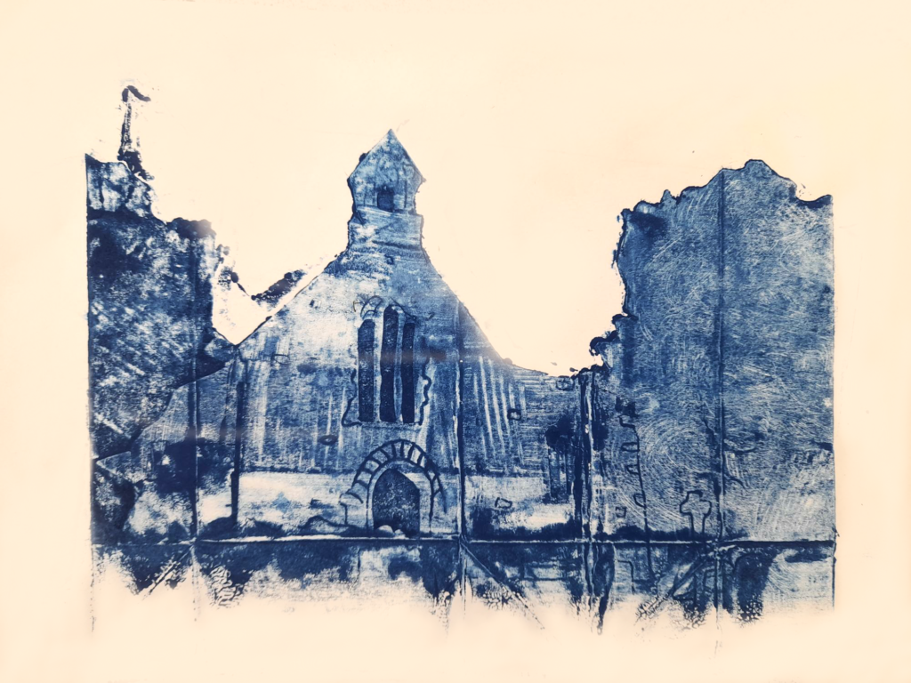 painting of a building