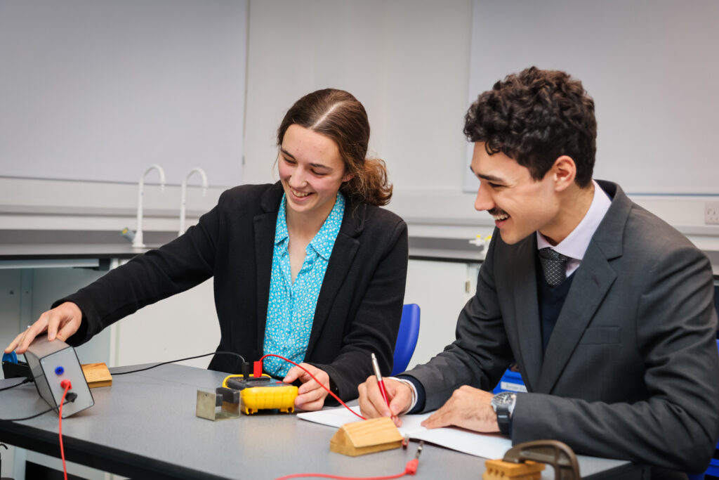 students working with circuits