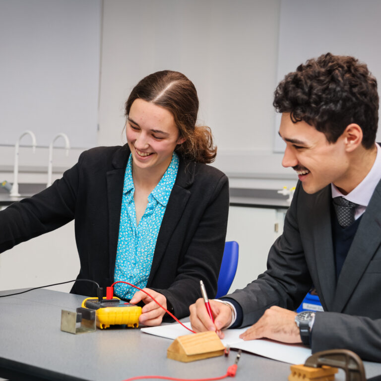students working with circuits
