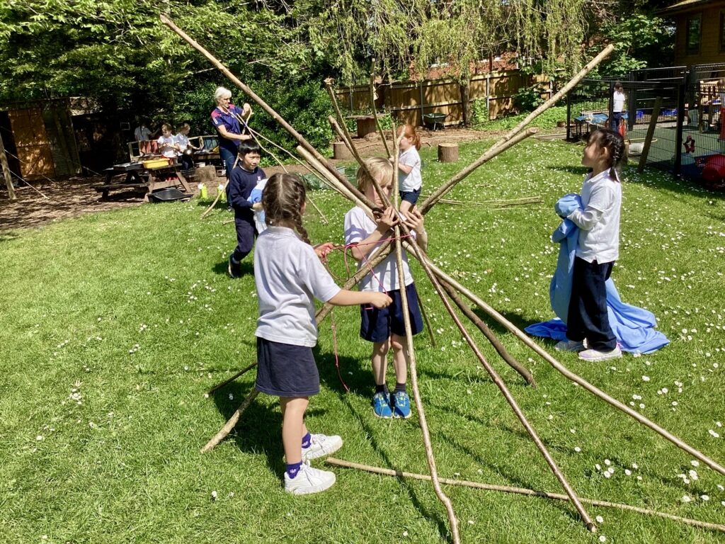 student building a den