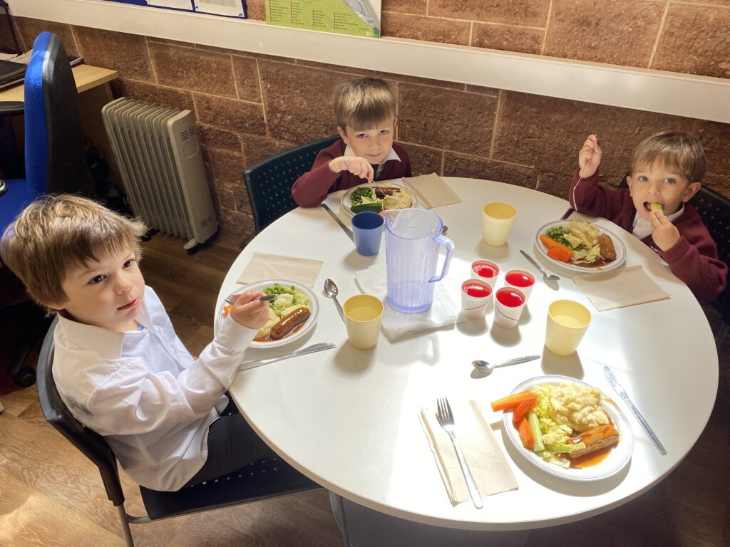 students eating
