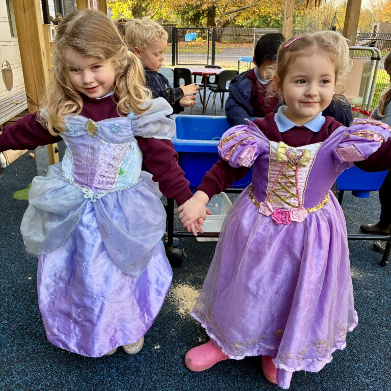 Two pupils in nativity costumes