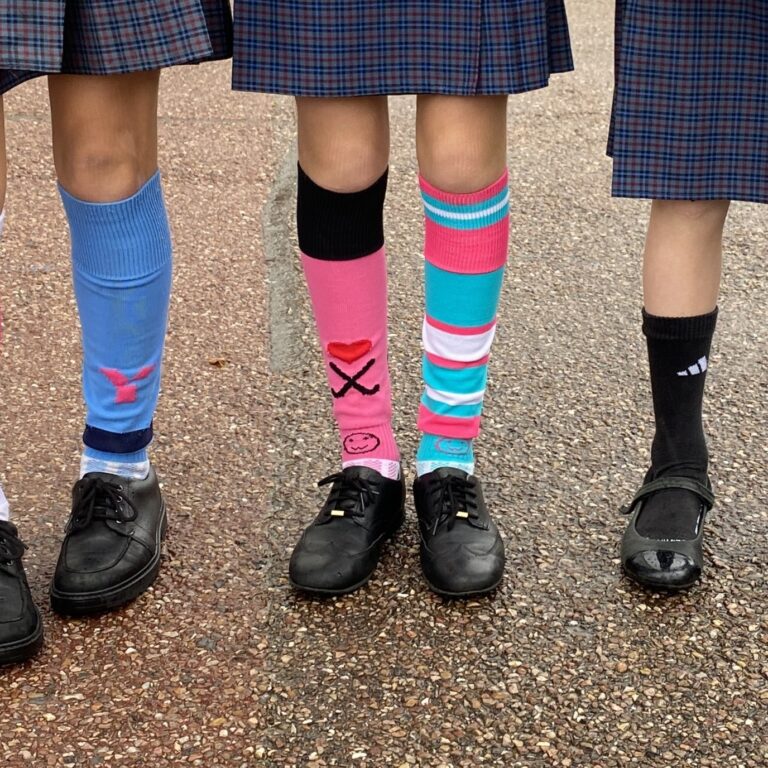 Pupils wearing odd socks
