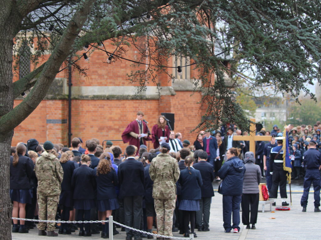 Pupils and staff gathered for Remembrance Service