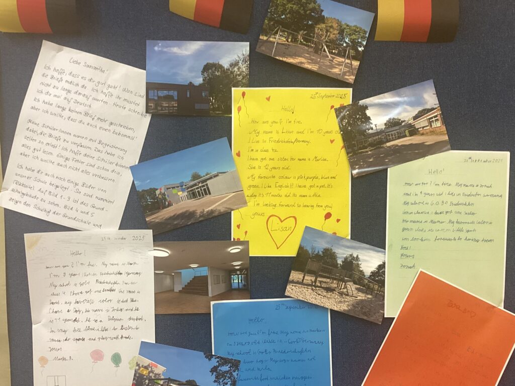 German pen pal letters on wall
